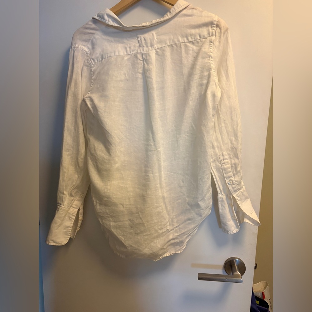 Alex Mill White Linen Button-Front Shirt Size Small